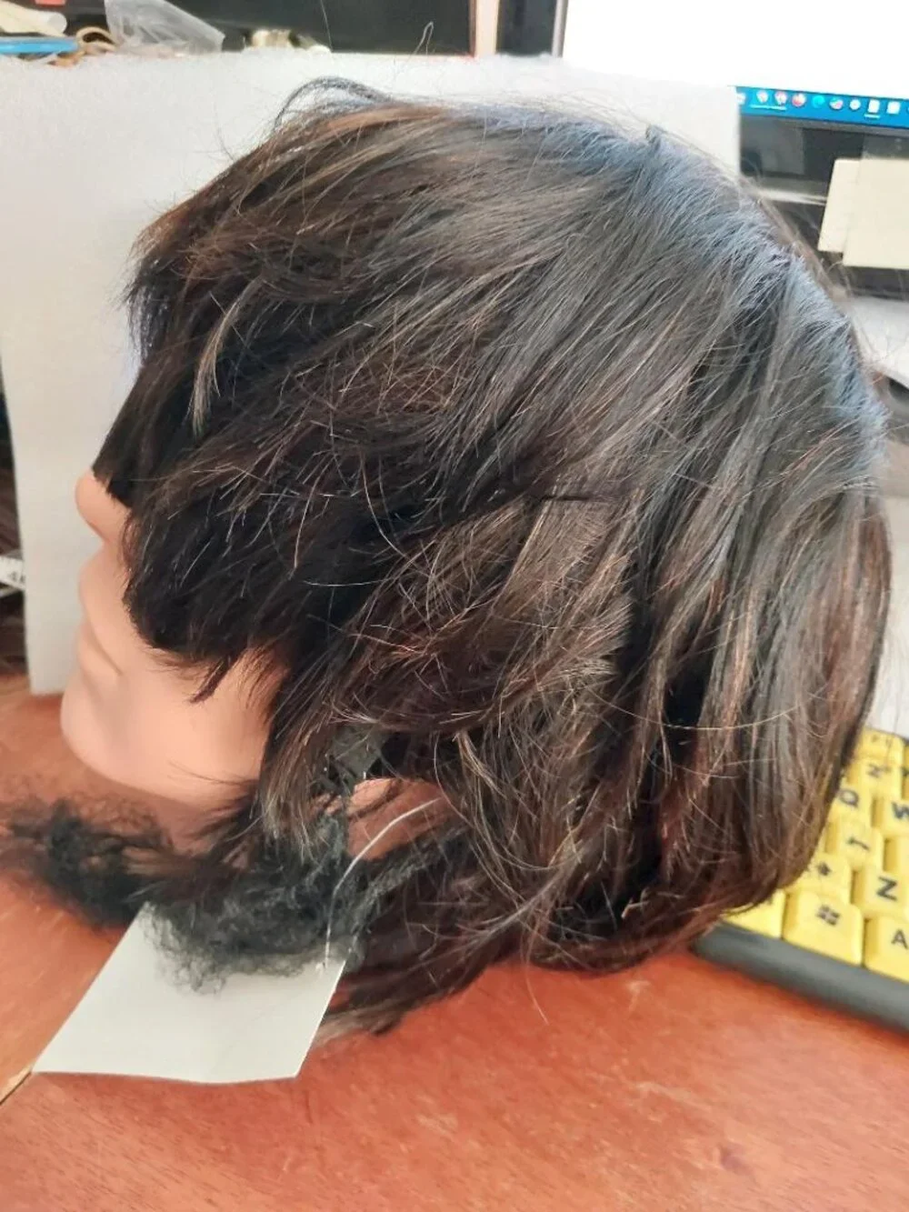 NEW ! Black Short 16 Inch Wig Dark Blonde Highlight